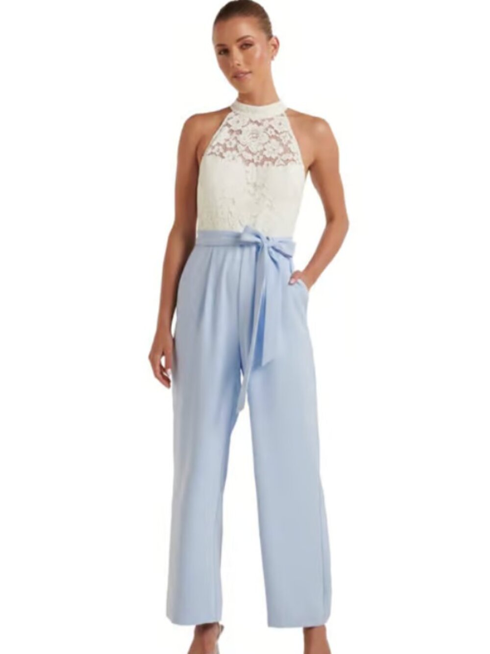 NWT Ever New Clara Petite Lace Halter Jumpsuit Size 6